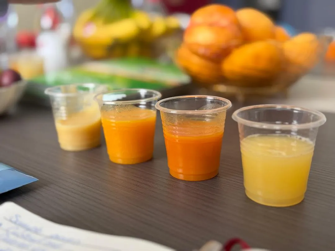 A selection of juice samples.